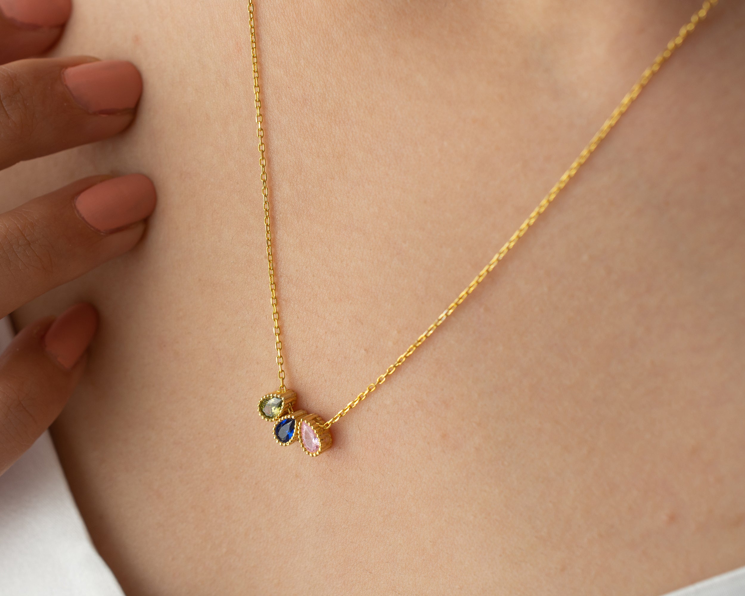 Custom Cluster Birthstone Family Necklace