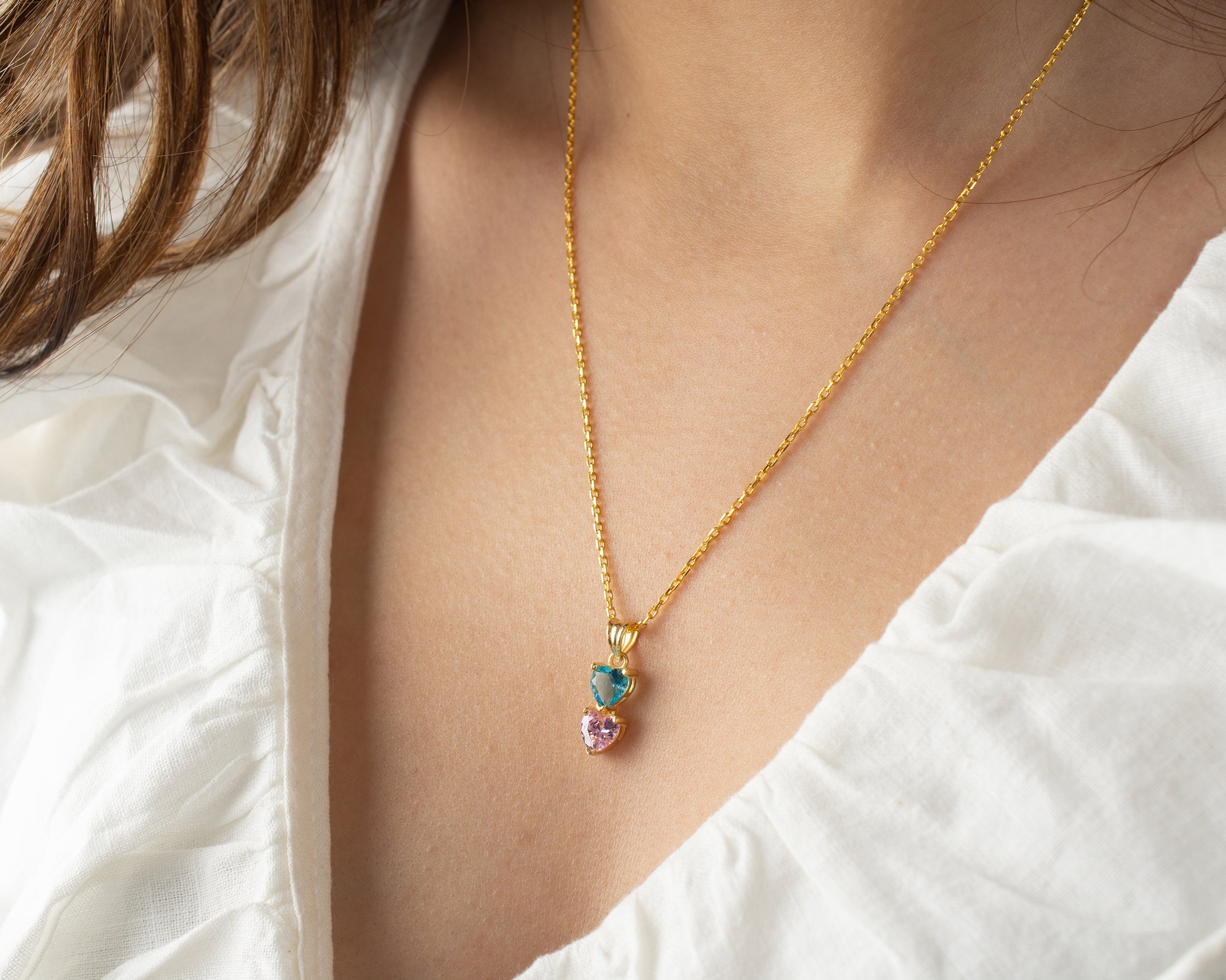 Cascading Heart Birthstone Necklace