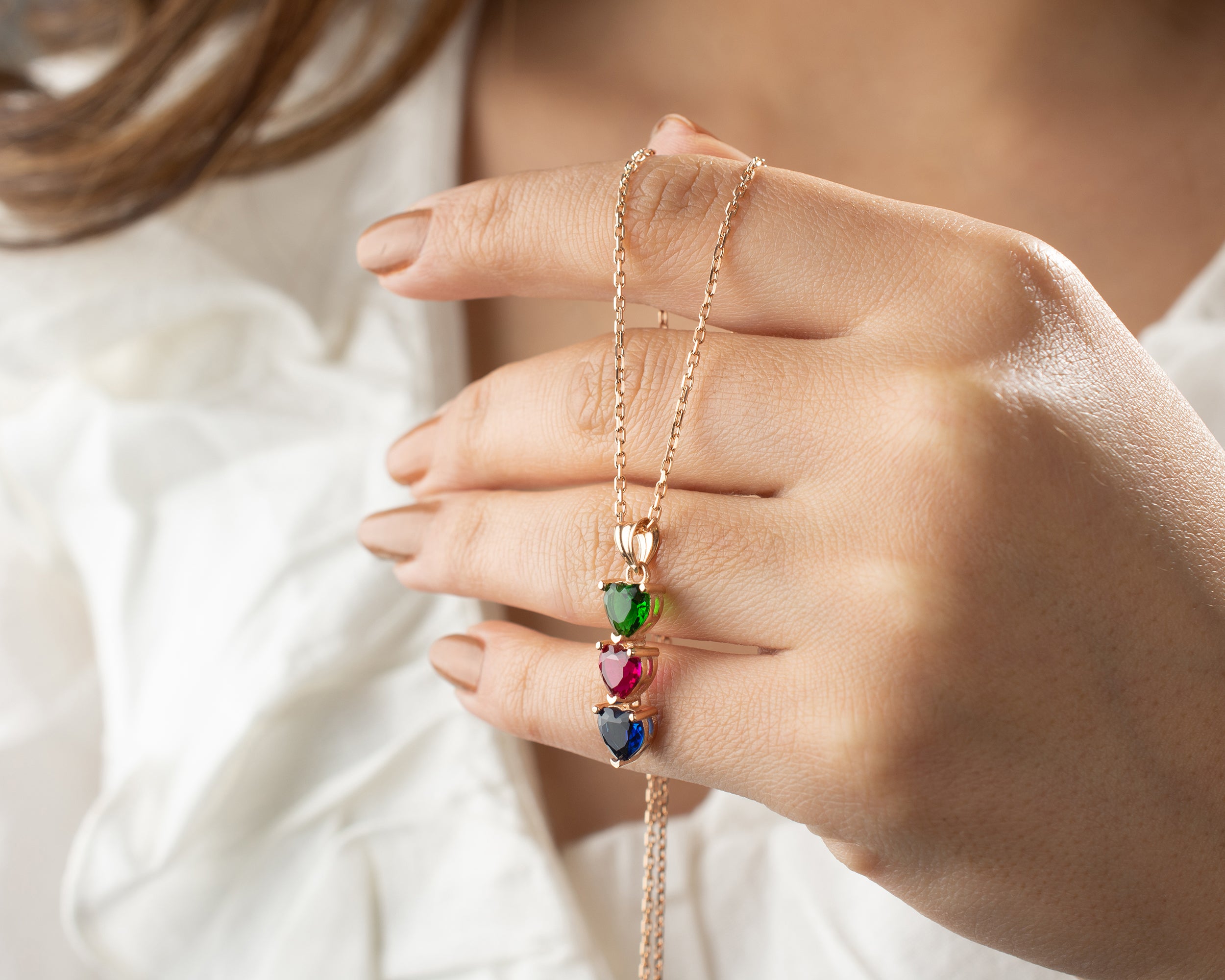Cascading Heart Birthstone Necklace
