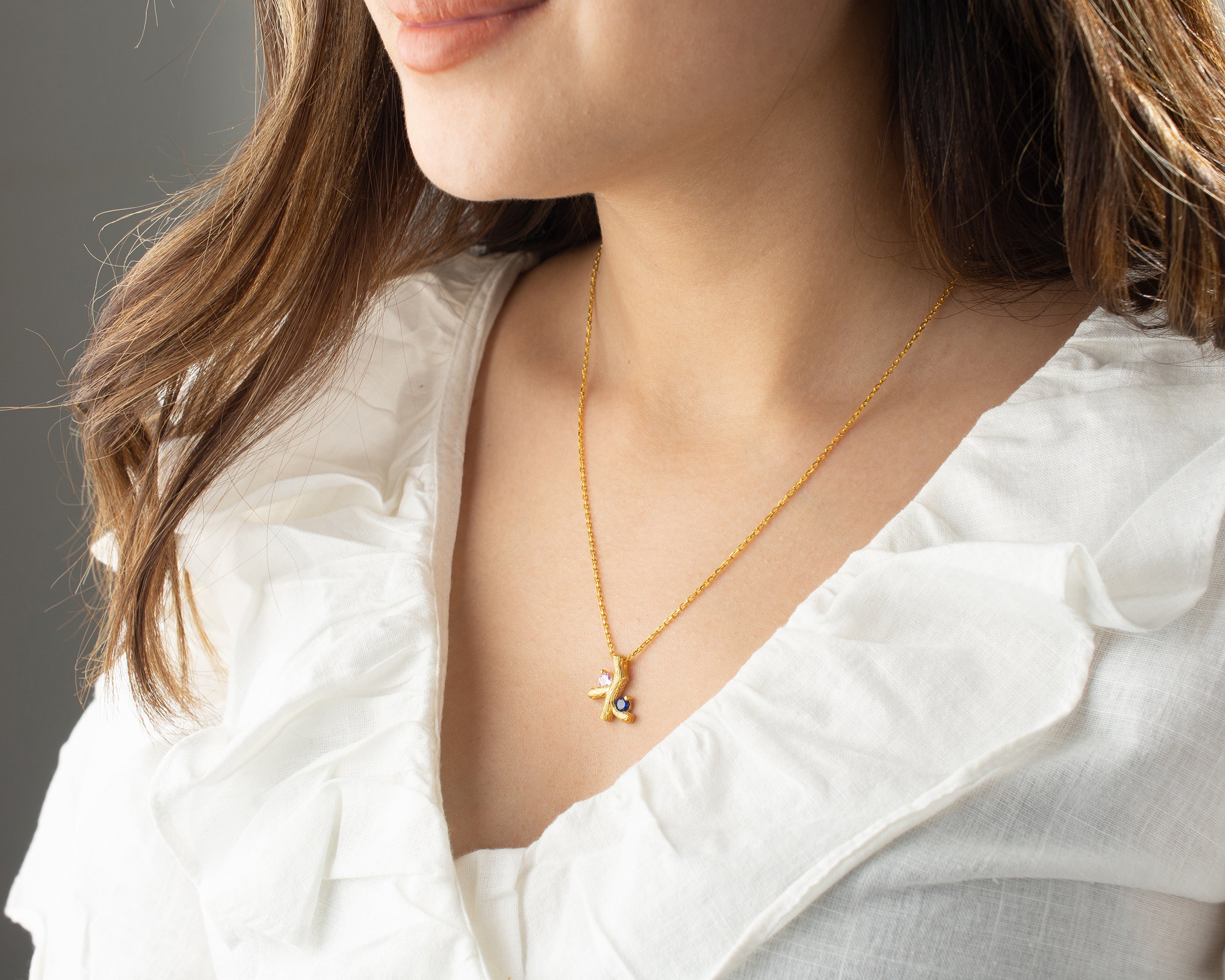 Custom Birthstone Family Tree Branch Necklace