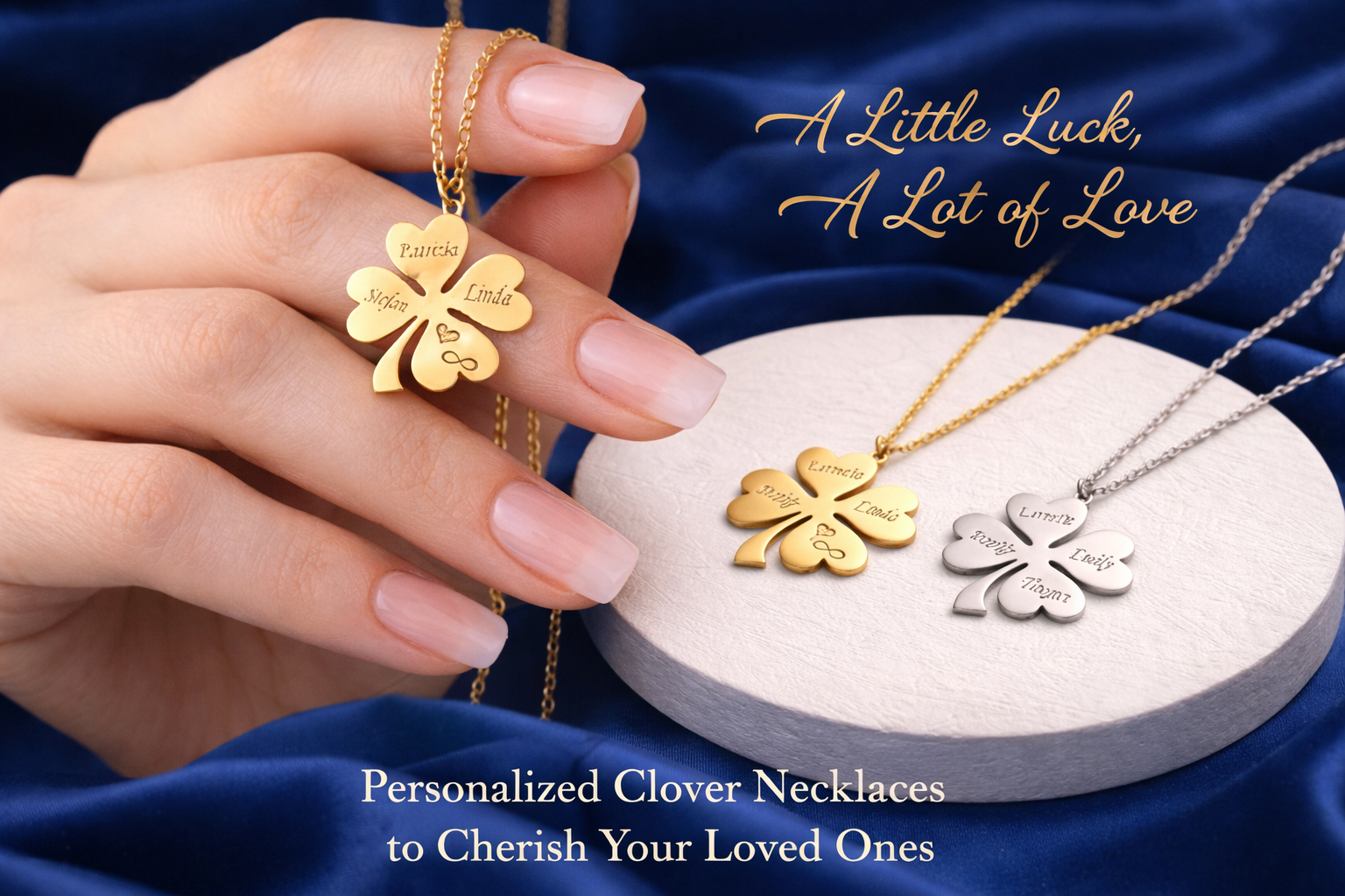 Personalized Four Leaf Clover Family Necklace