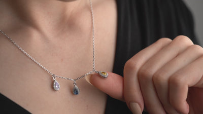 Custom Family Birthstone Teardrop Necklace