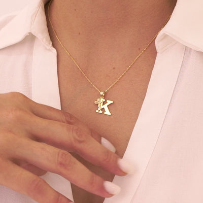 Custom Angel Initial Letter Necklace