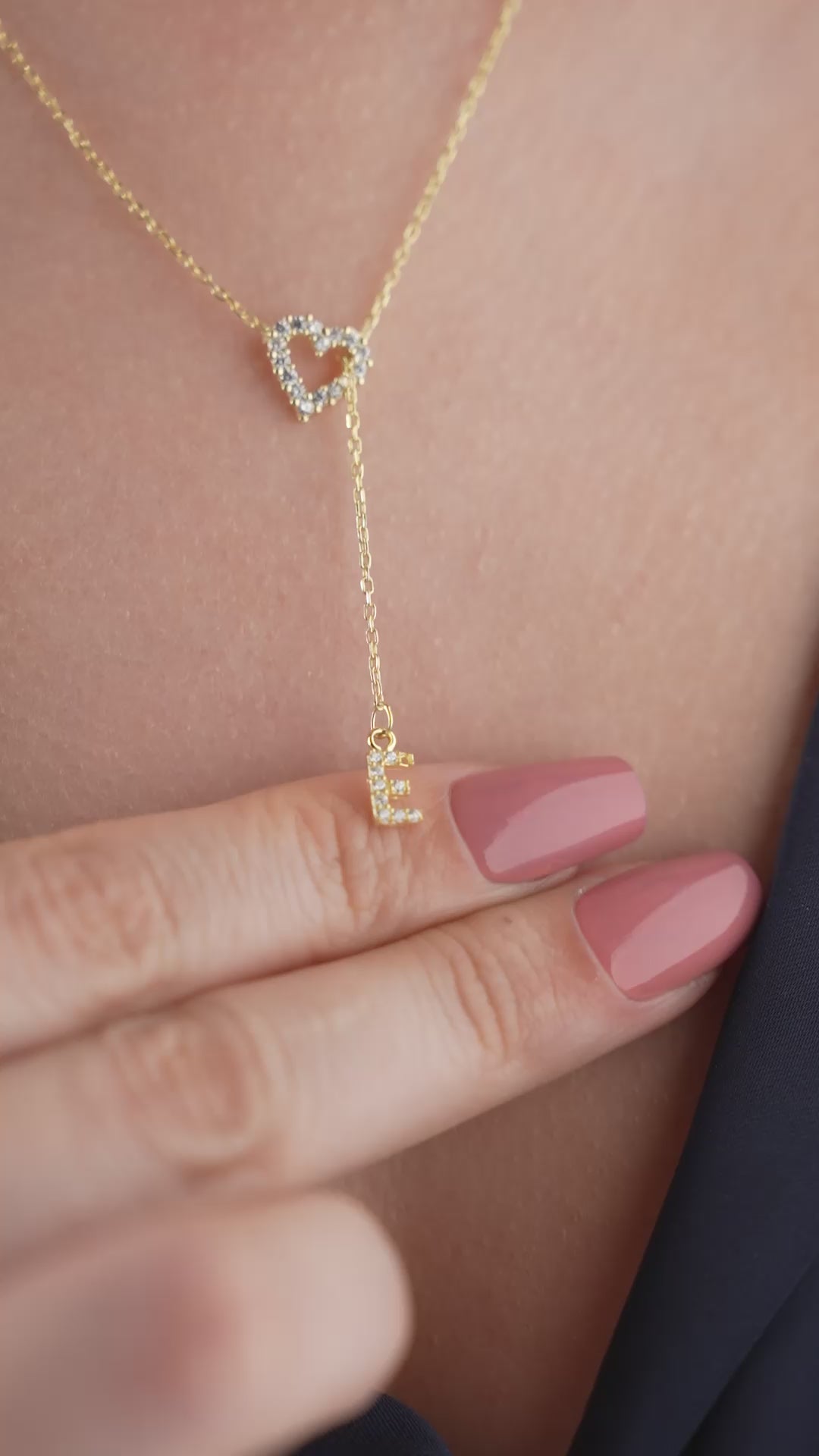 Custom Initial Heart Lariat Necklace