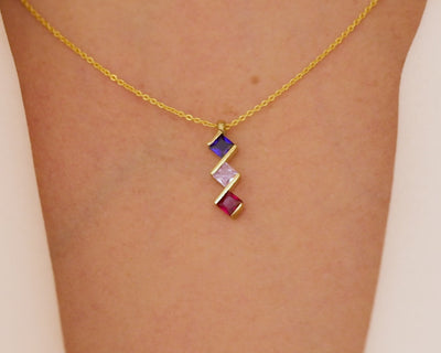 Custom Family Birthstone Zigzag Necklace