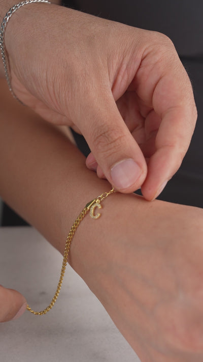 Custom Couple's Initial Charm Bracelet Set