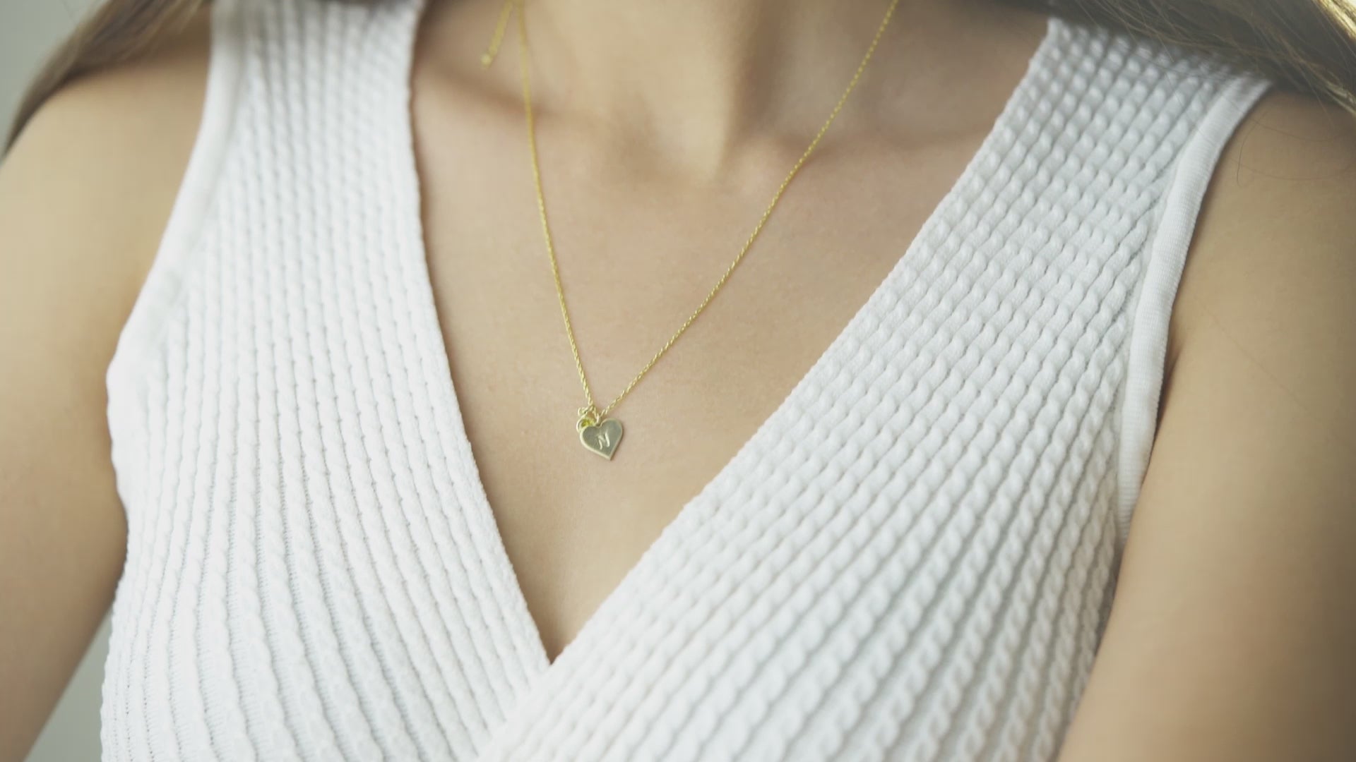Initial Heart Birthstone Necklace