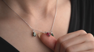 Custom Family Birthstone Dangle Necklace