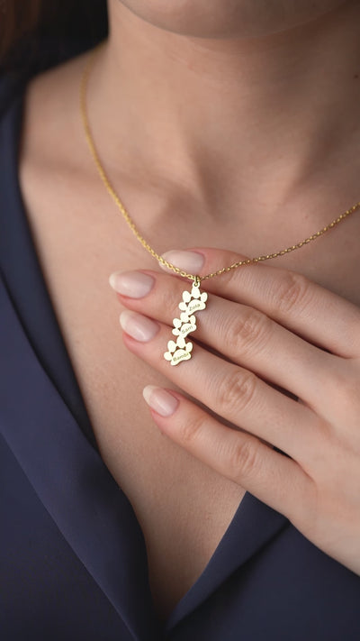 Custom Multi Pet Paw Necklace