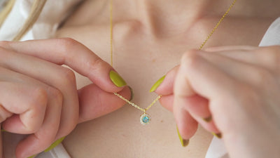 Custom Birthstone Halo Pendant Necklace