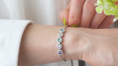 Custom Birthstone Halo Slider Bracelet