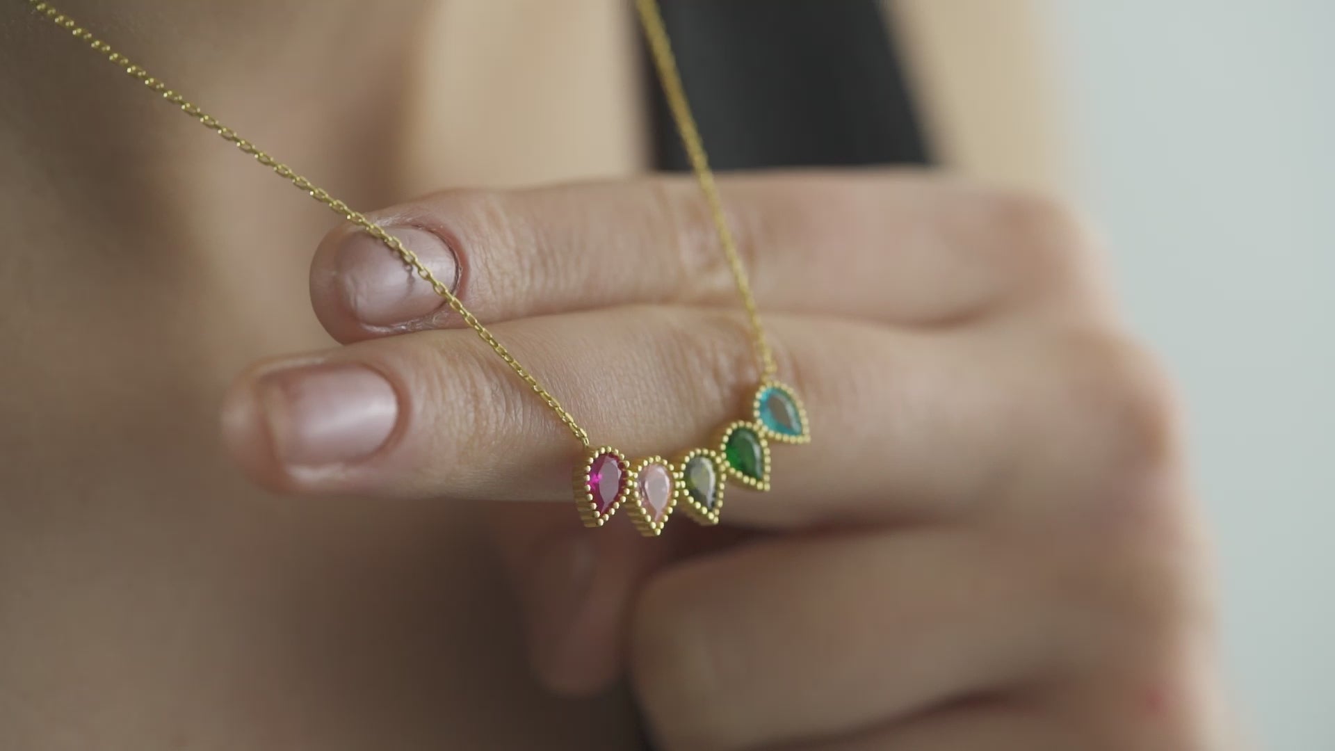 Custom Family Birthstone Row Necklace
