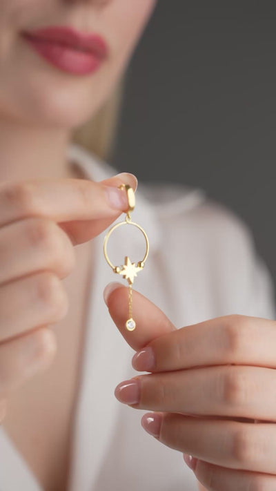 Custom Initial North Star Hoop Earrings