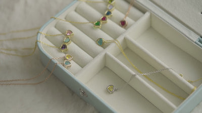 Side by Side Heart Birthstone Necklace