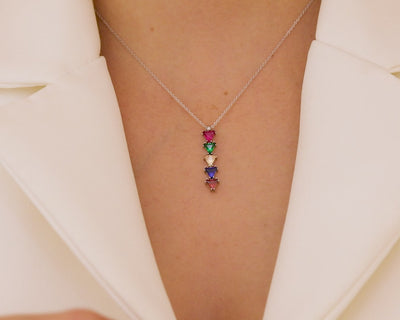 Trillion Cut Family Birthstone Necklace