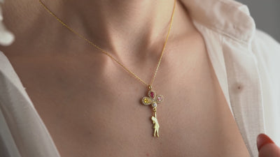 Girl Holding Balloon Birthstone Necklace