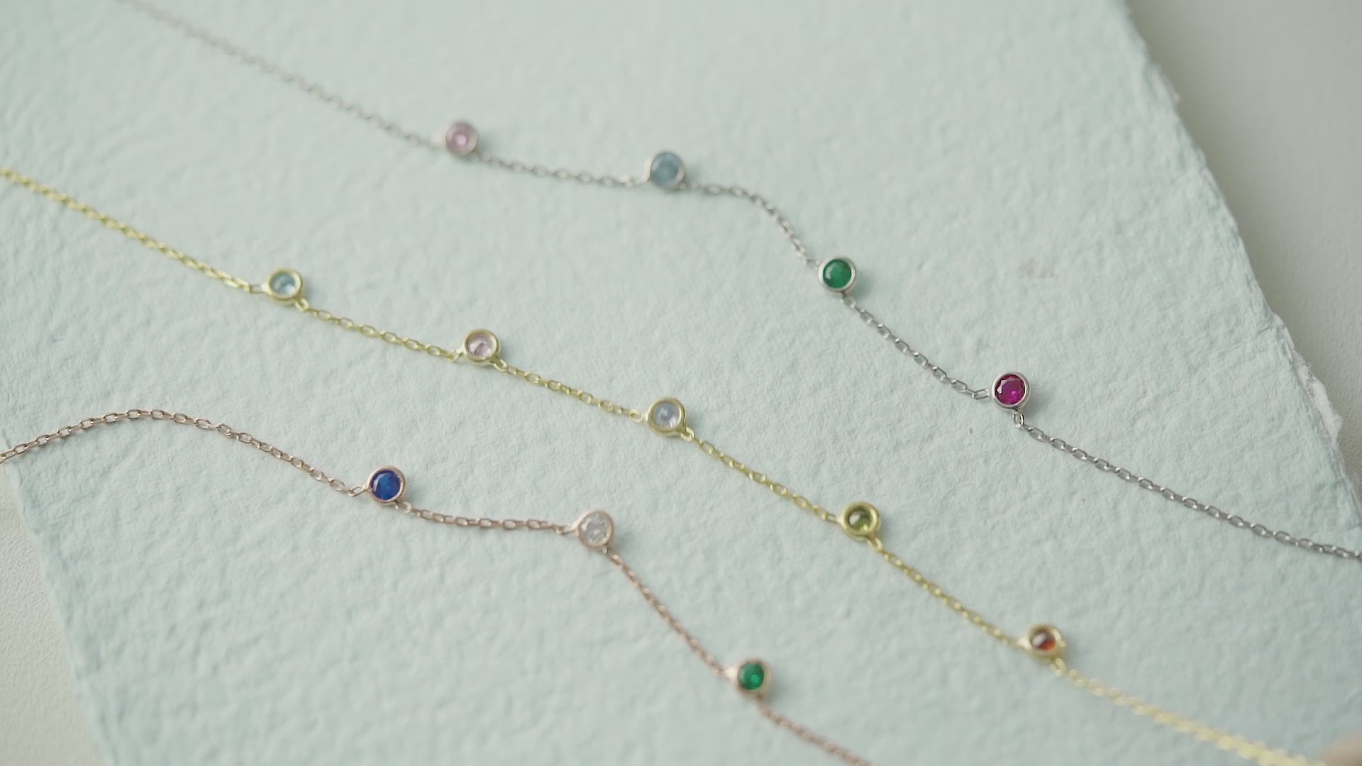 Minimalist Family Birthstone Station Necklace