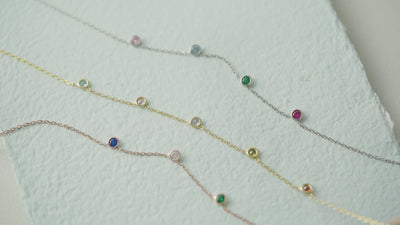Minimalist Family Birthstone Station Necklace