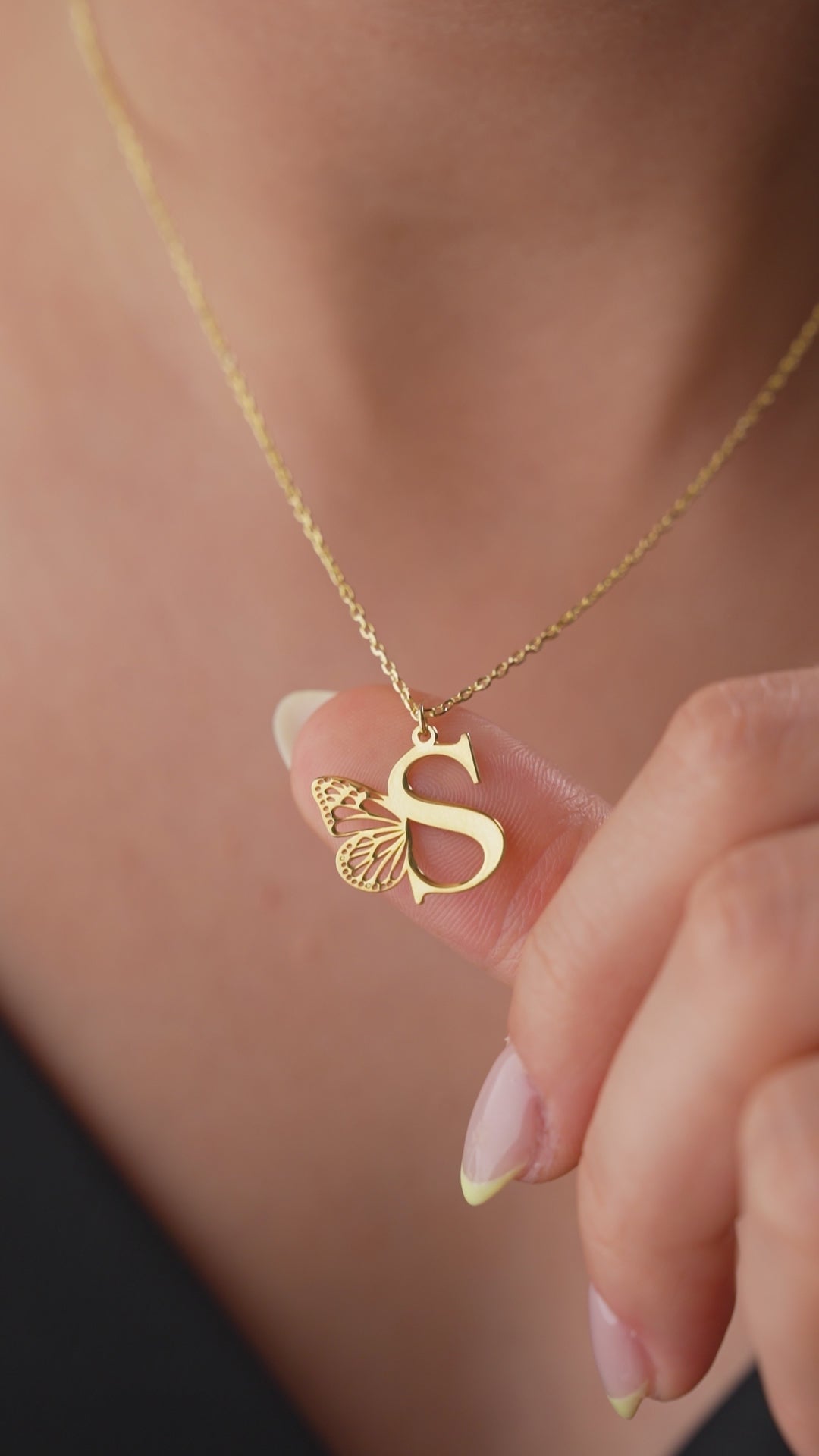 Custom Butterfly Initial Necklace