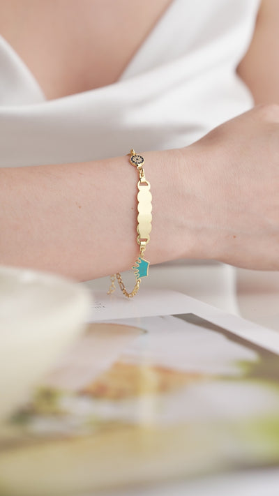 Kids Personalized Crown Charm Bracelet