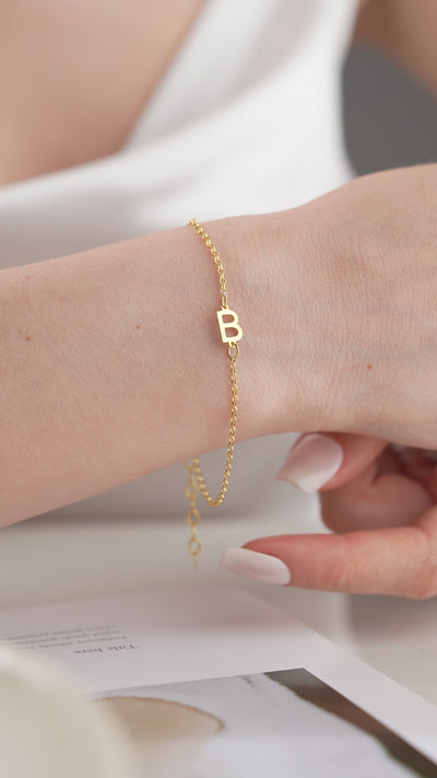 Custom Initial Bracelet in Gold