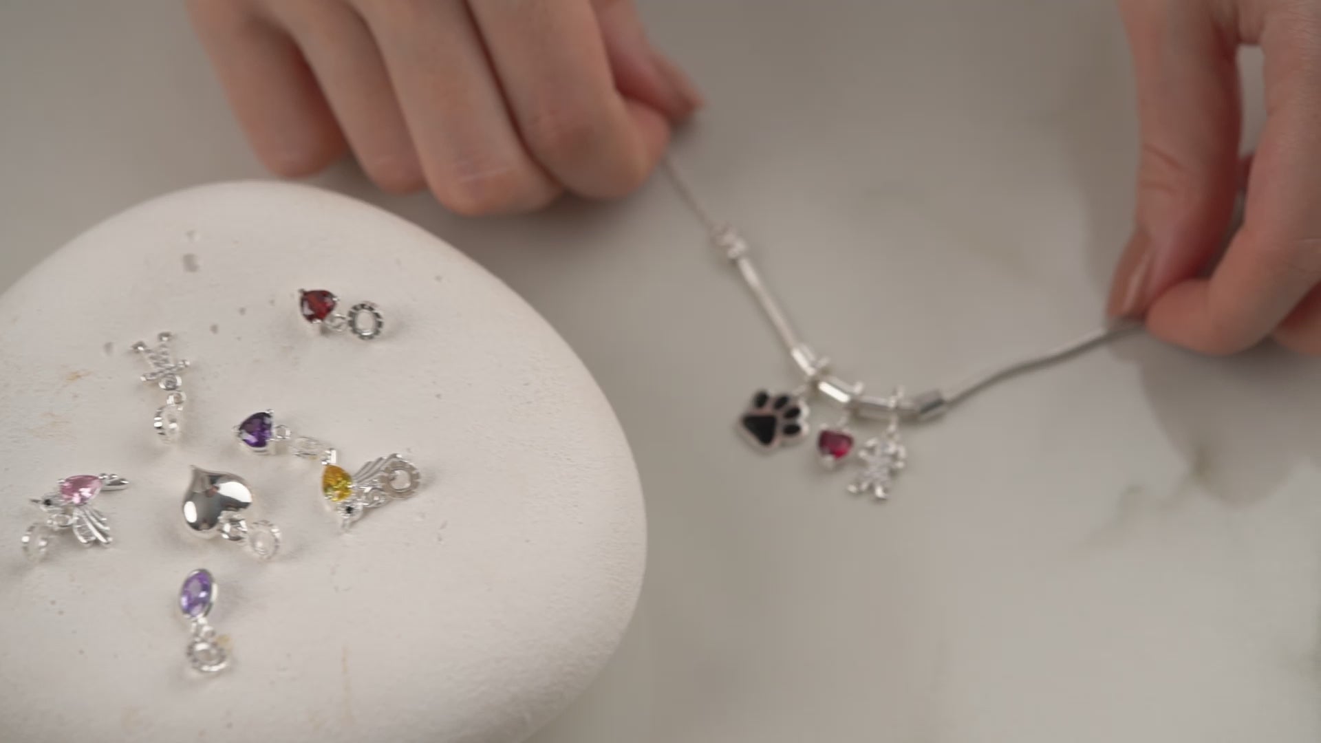 Custom Paw Print Birthstone Initial Bracelet