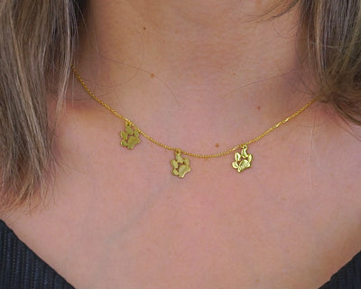 Custom Paw Print Pet Name Necklace