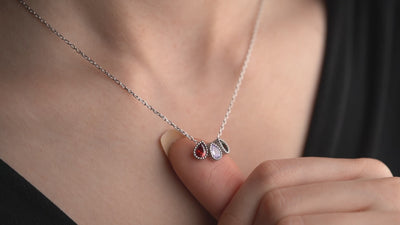 Marquise Cluster Family Birthstone Necklace