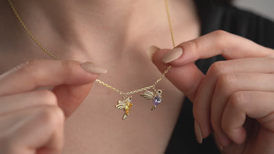 Custom Family Hummingbird Birthstone Necklace