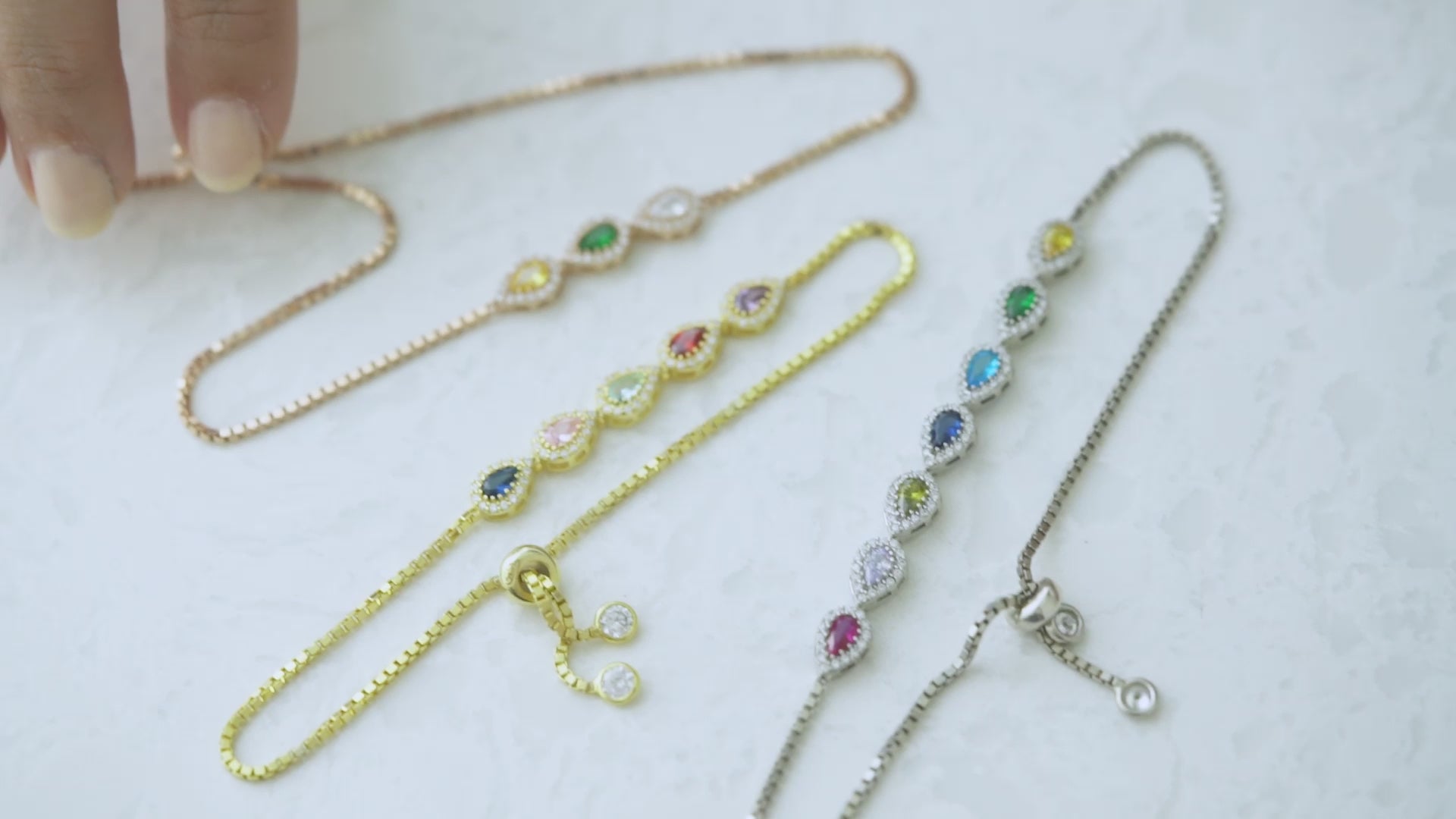 Custom Teardrop Birthstone Family Bracelet