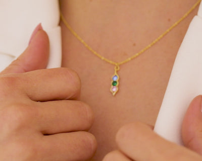 Pea Pod Birthstone Necklace for Family