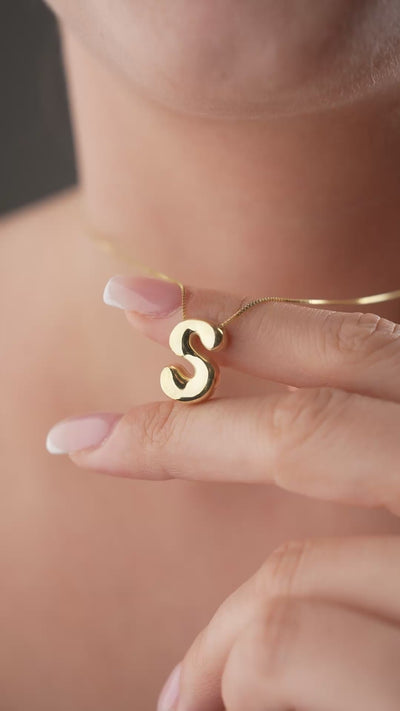 Custom Bubble Letter Initial Necklace