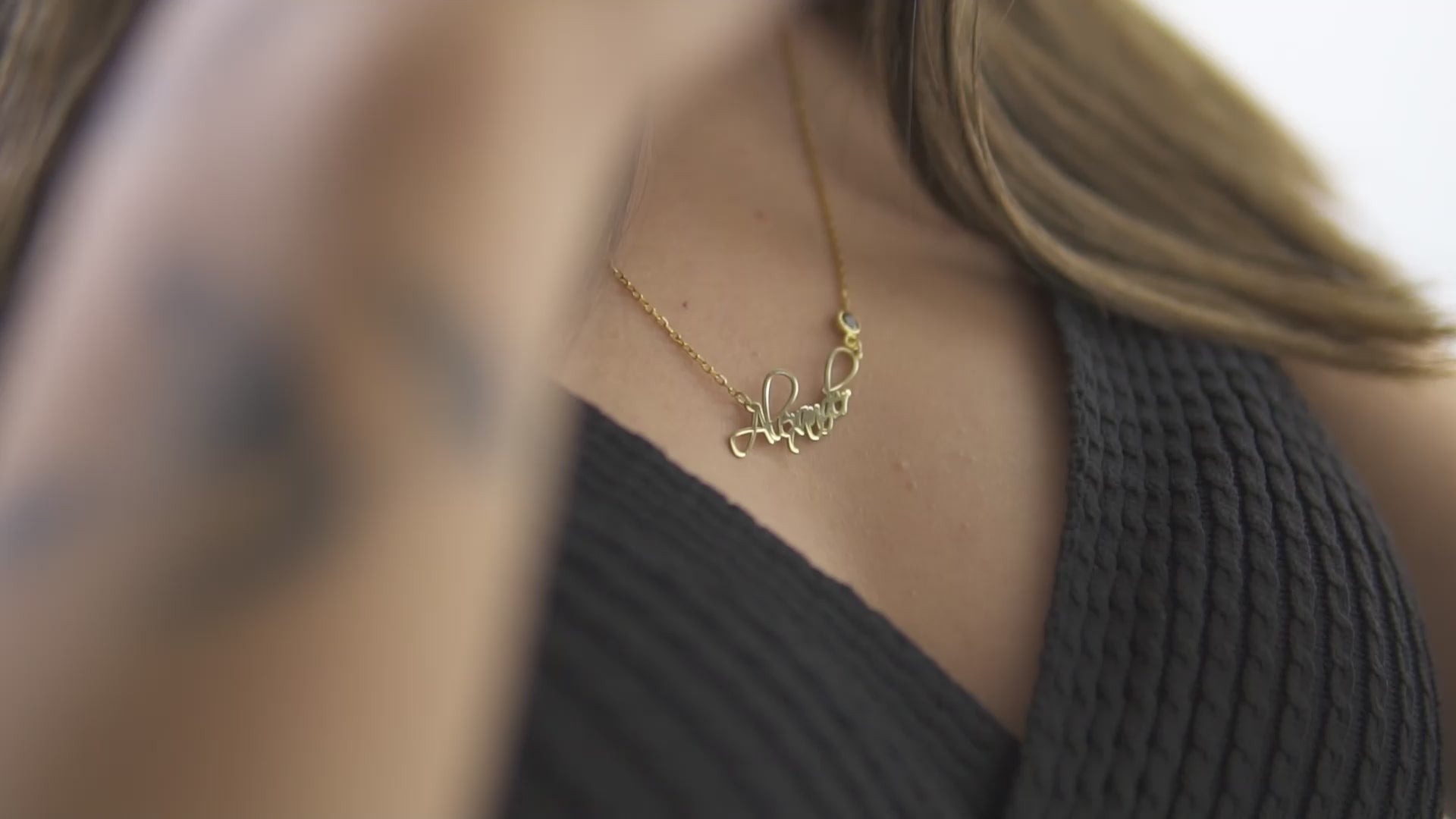 Custom Name Necklace with Birthstone