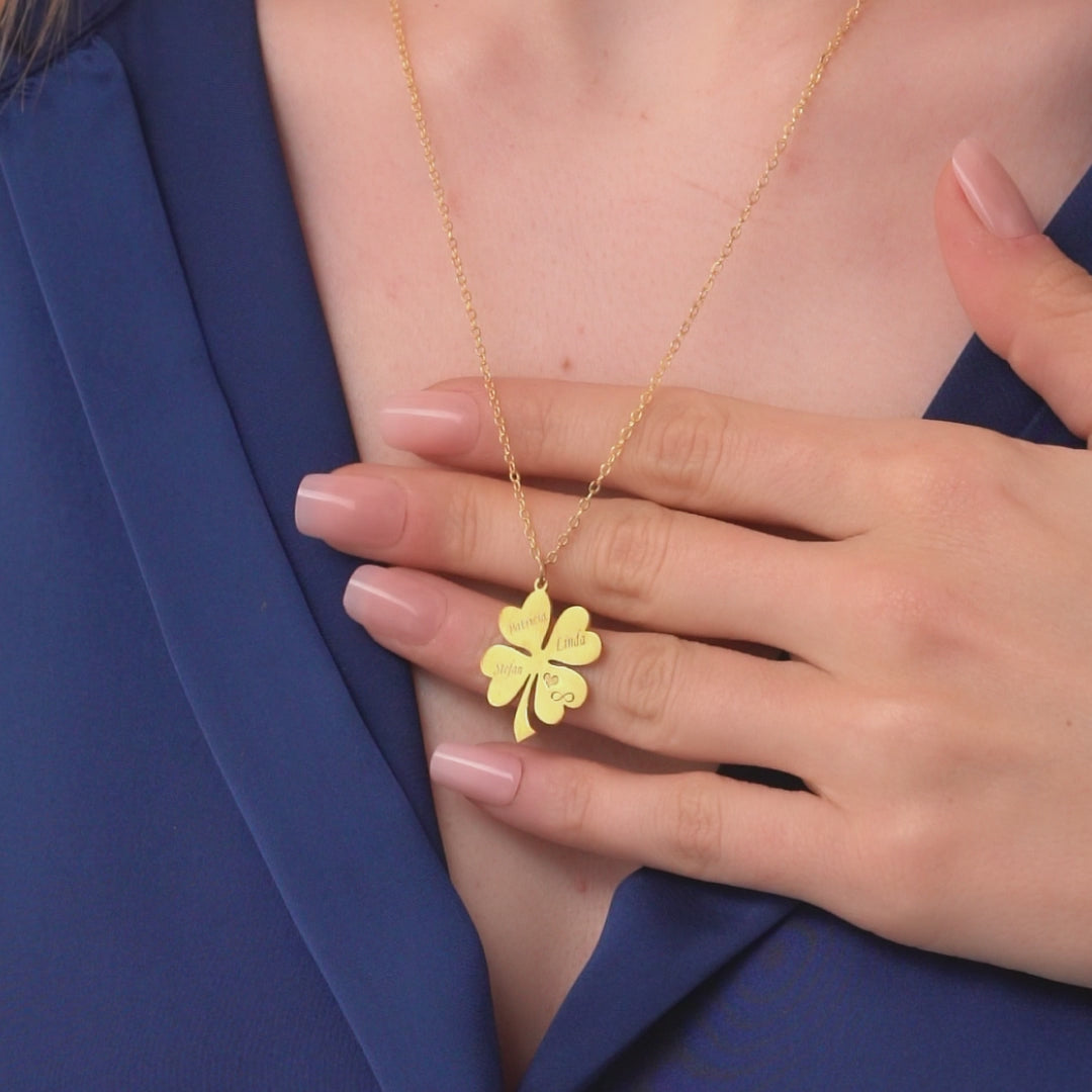 Personalized Four Leaf Clover Family Necklace