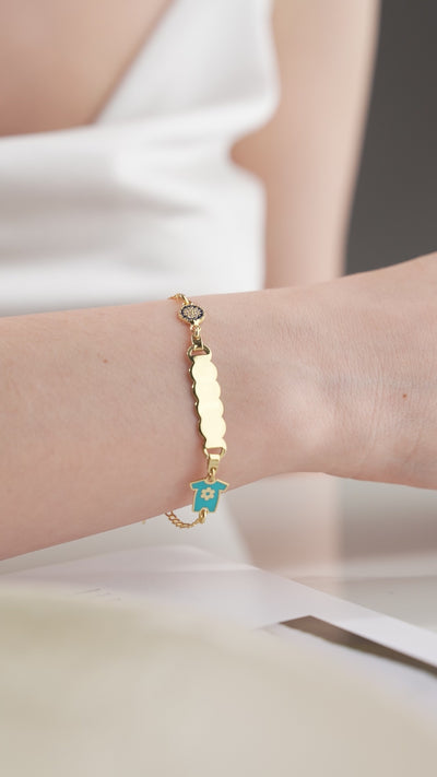 Custom Baby Name Bracelet with Onesie Charm