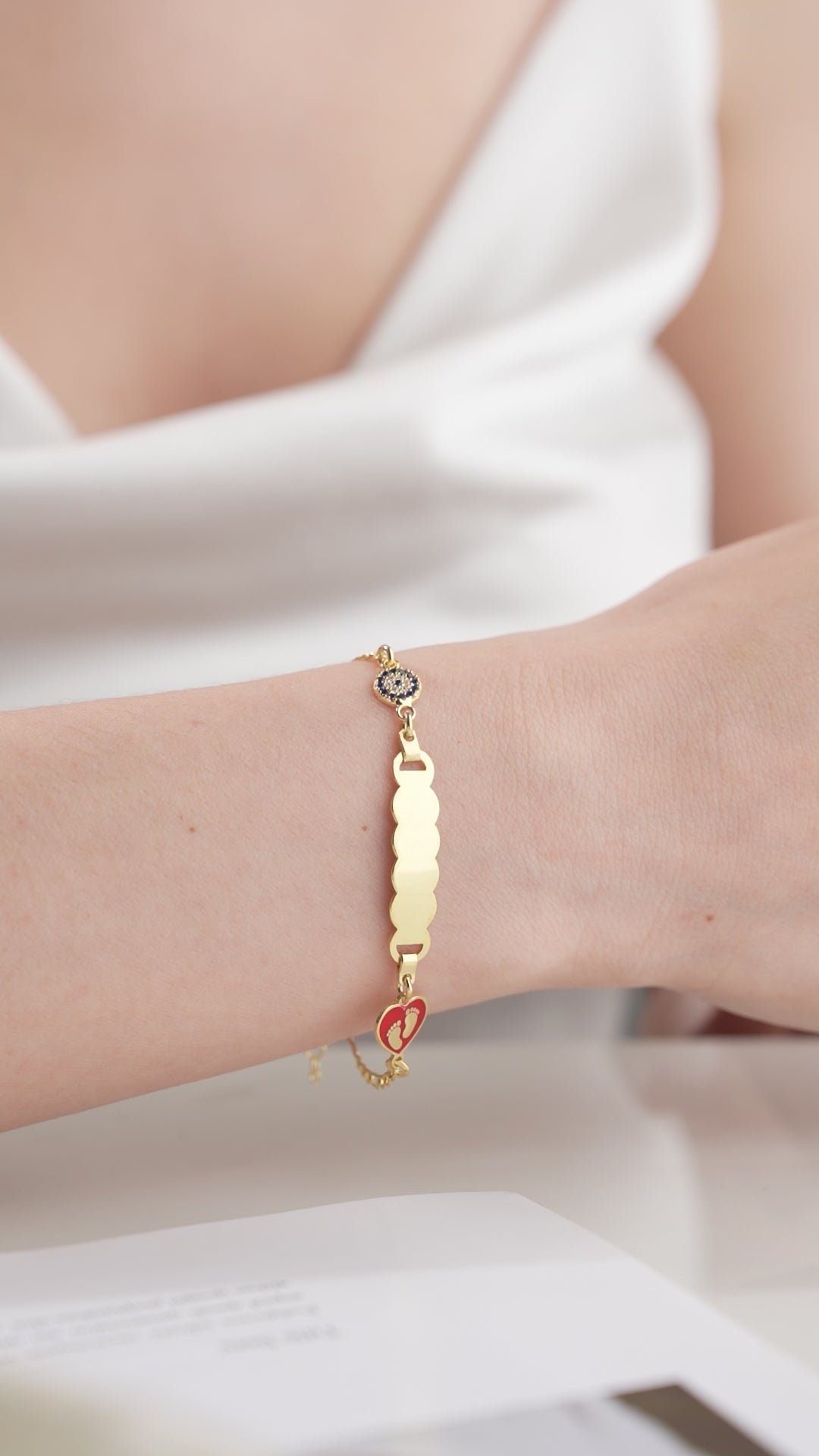 Personalized Baby Footprint Heart Bracelet
