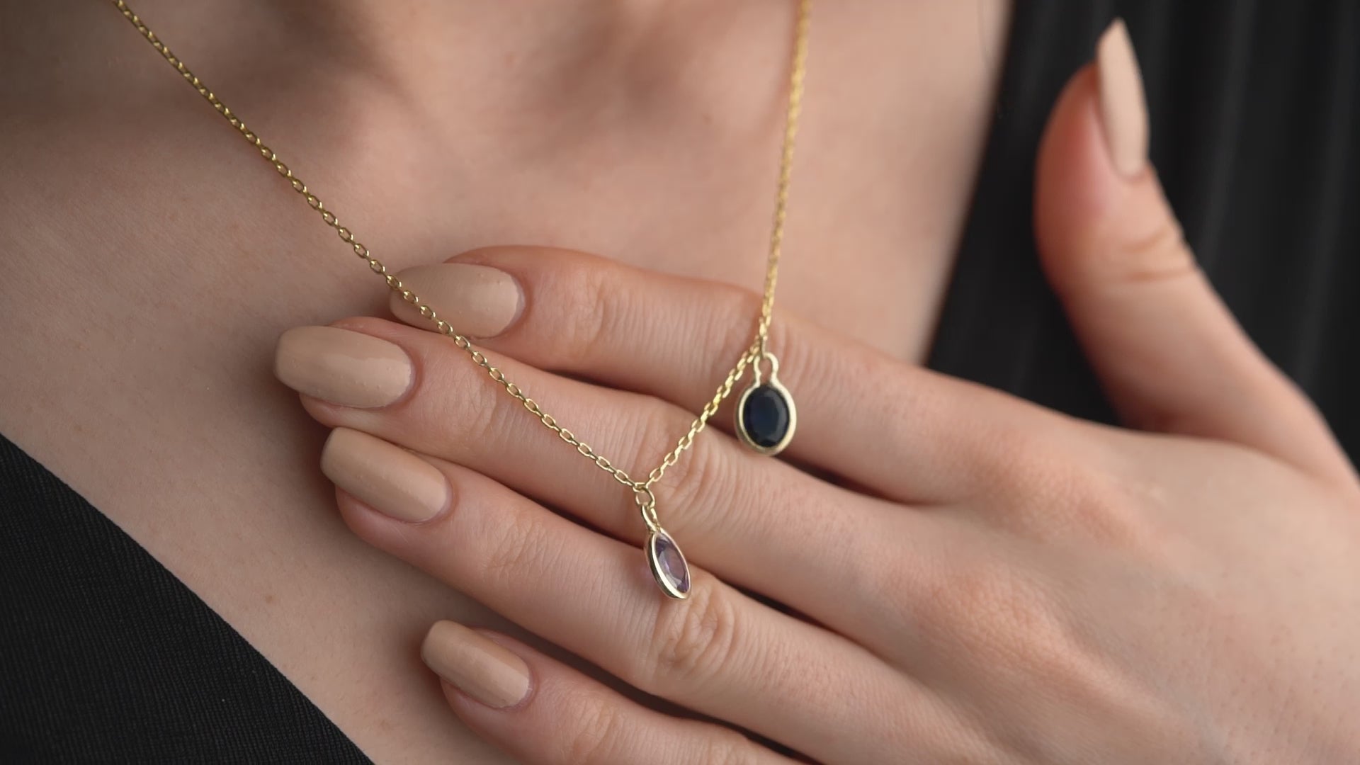 Layered Oval Birthstone Necklace