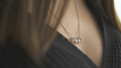 Family Birthstone Curved Bar Necklace