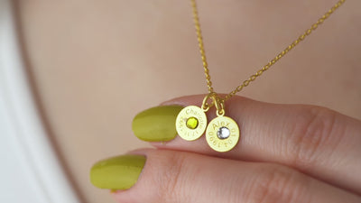 Engraved Name Birthstone Disc Necklace