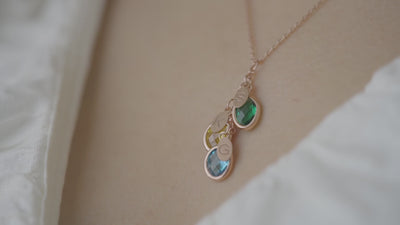 Custom Birthstone Initial Charm Necklace