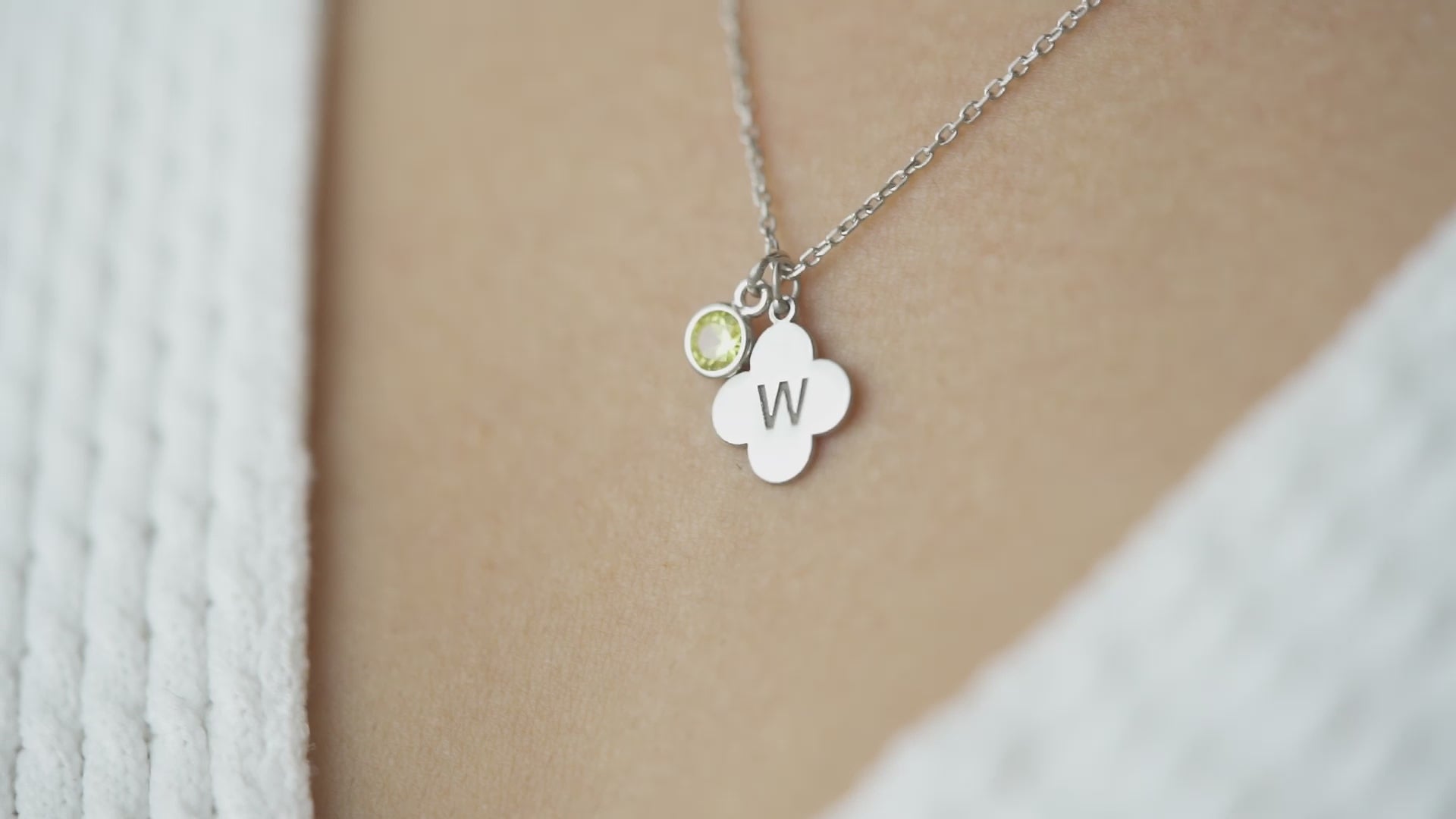 Clover Initial Birthstone Necklace
