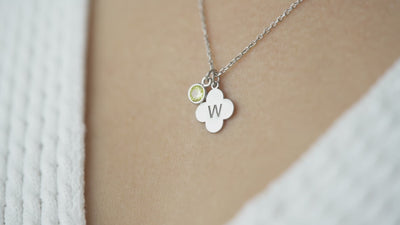 Clover Initial Birthstone Necklace