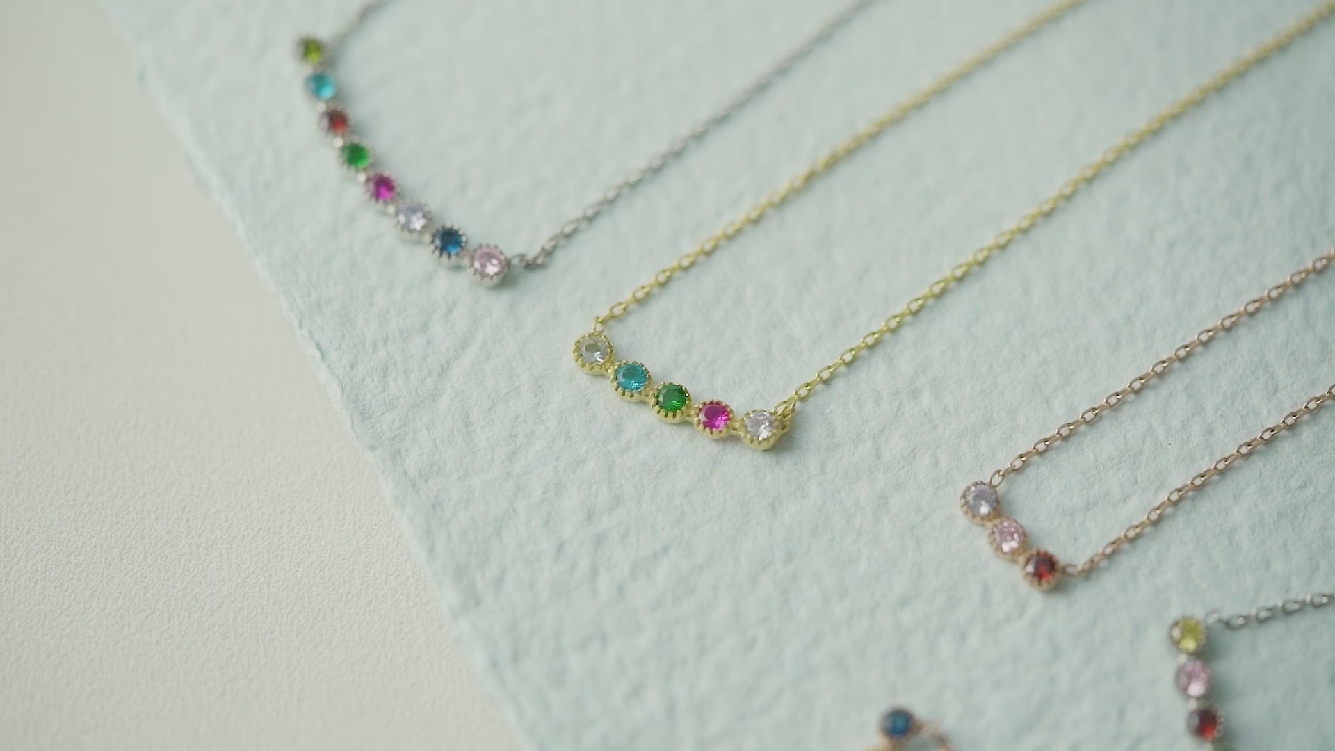 Curved Bar Family Birthstone Necklace