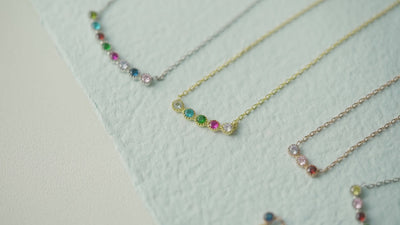 Curved Bar Family Birthstone Necklace