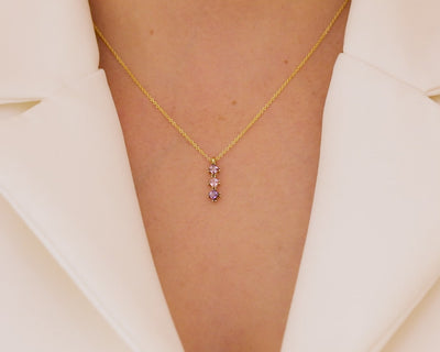 Custom Birthstone Journey Bar Necklace