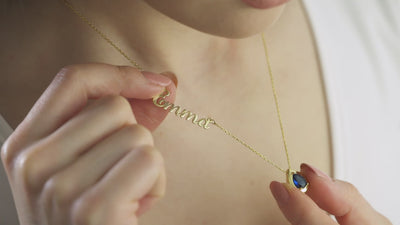Custom Name Necklace with Birthstone Charm