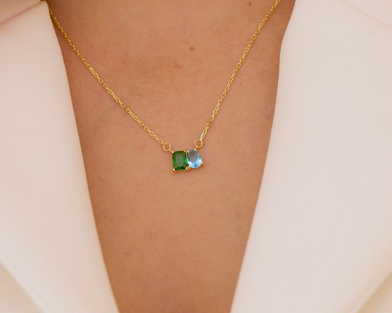 Custom Two Stone Birthstone Necklace