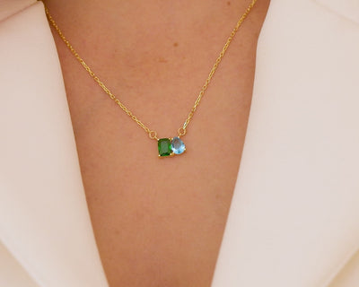 Custom Two Stone Birthstone Necklace