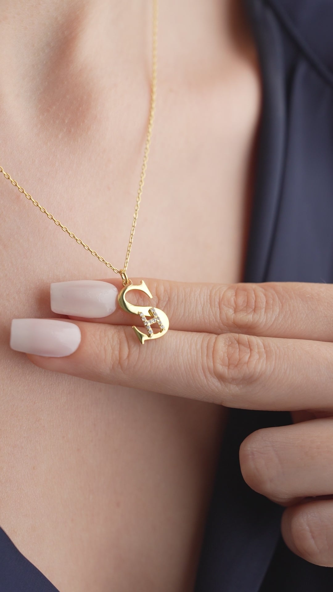 Custom Two Initial Pave Necklace
