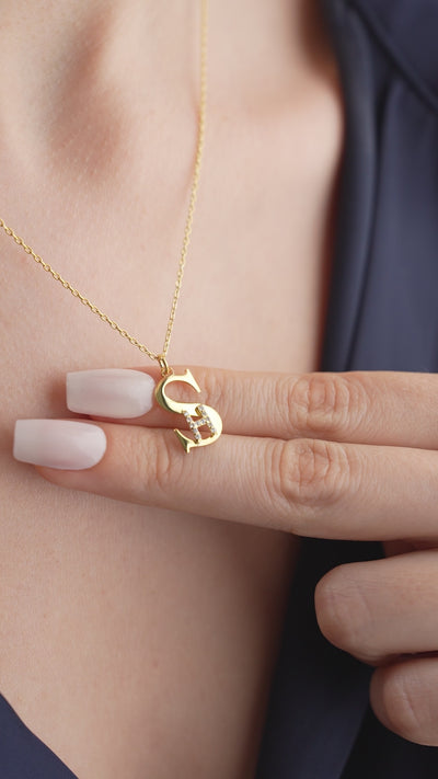 Custom Two Initial Pave Necklace